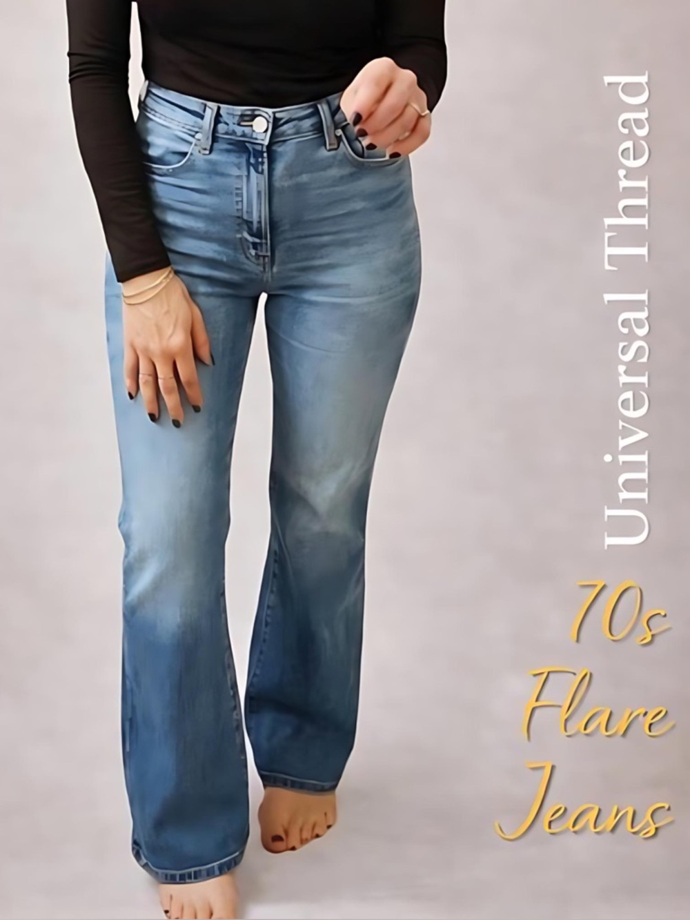 Universal Thread Highest Rise 70s Flare Jeans Sz 6 Medium Wash Retro High Waist